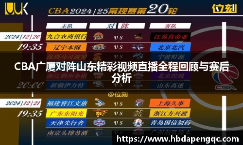 CBA广厦对阵山东精彩视频直播全程回顾与赛后分析